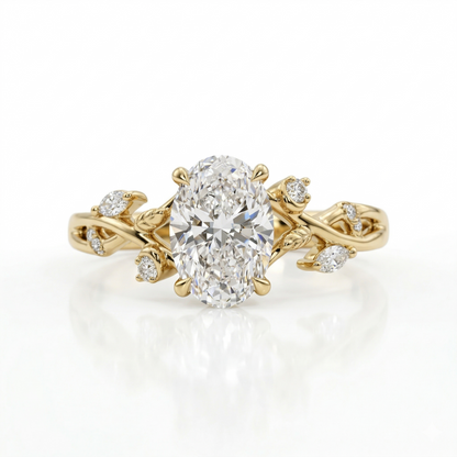 2.060 ct Oval Lab Grown Diamond Nature Inspired Vine Ring