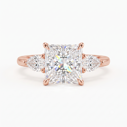 2.35 ct Princess Cut Lab-Grown Diamond Three-Stone Ring