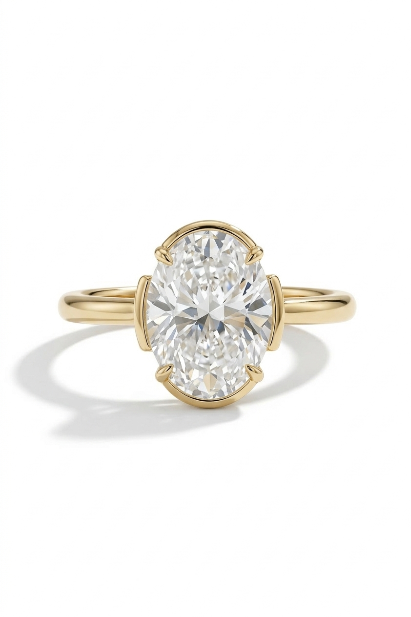 1.50 Carat Oval Lab-Grown Engagement Ring – 14K Gold Promise Ring