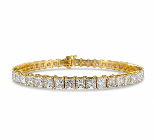 8.950TCW Princess Cut Lab-Grown Tennis Bracelet 14k Rose Gold