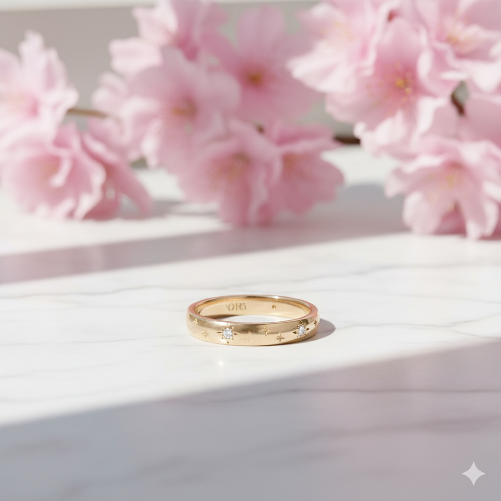 14K Solid Gold Starburst Lab Grown Diamond Ring