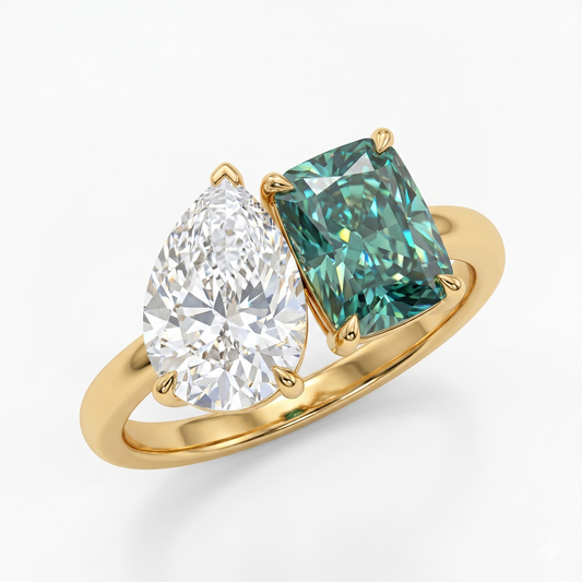 Pear And Emerald Cut Toi Et Moi Lab-Grown Ring