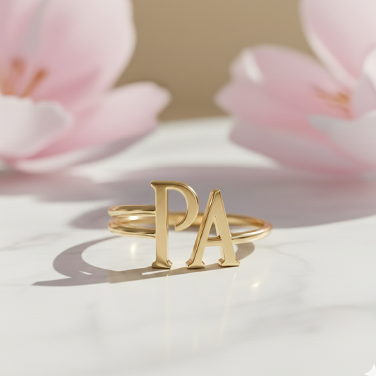 Custom Gold Initial Ring – Personalized Letter Band