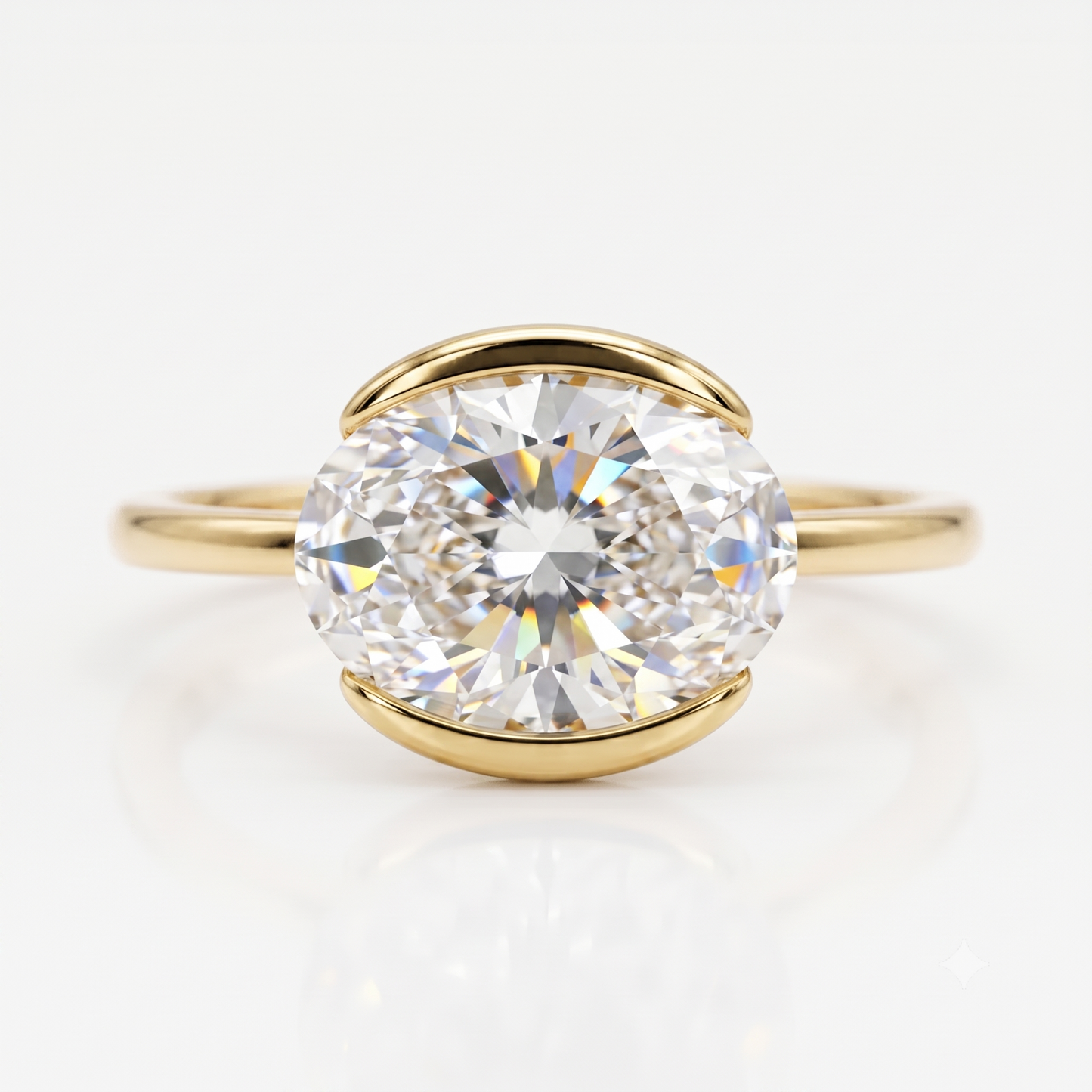 1.25 ct Oval Lab-Grown Ring -  Bezel Set Solitaire Engagement