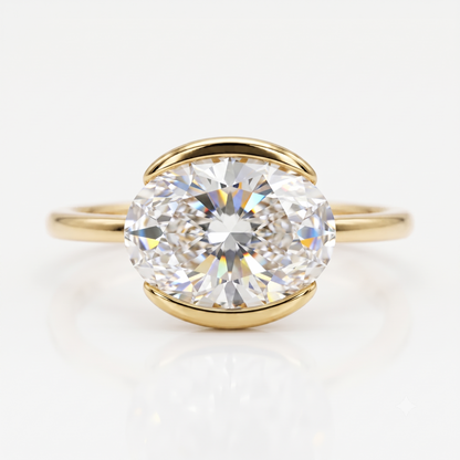 1.25 ct Oval Lab-Grown Ring -  Bezel Set Solitaire Engagement
