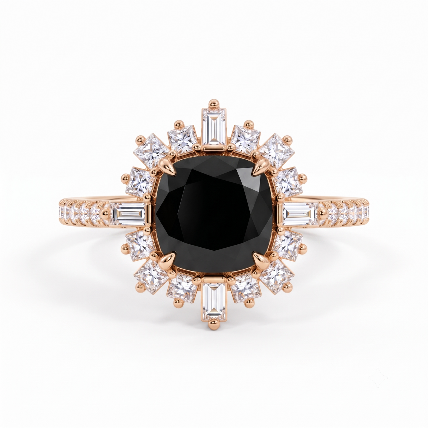 1.50ct Elongated Cushion black onyx engagement ring