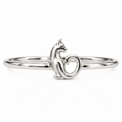 14K Gold Cat Ring, Cat Lover Gift, Cute Animal Ring