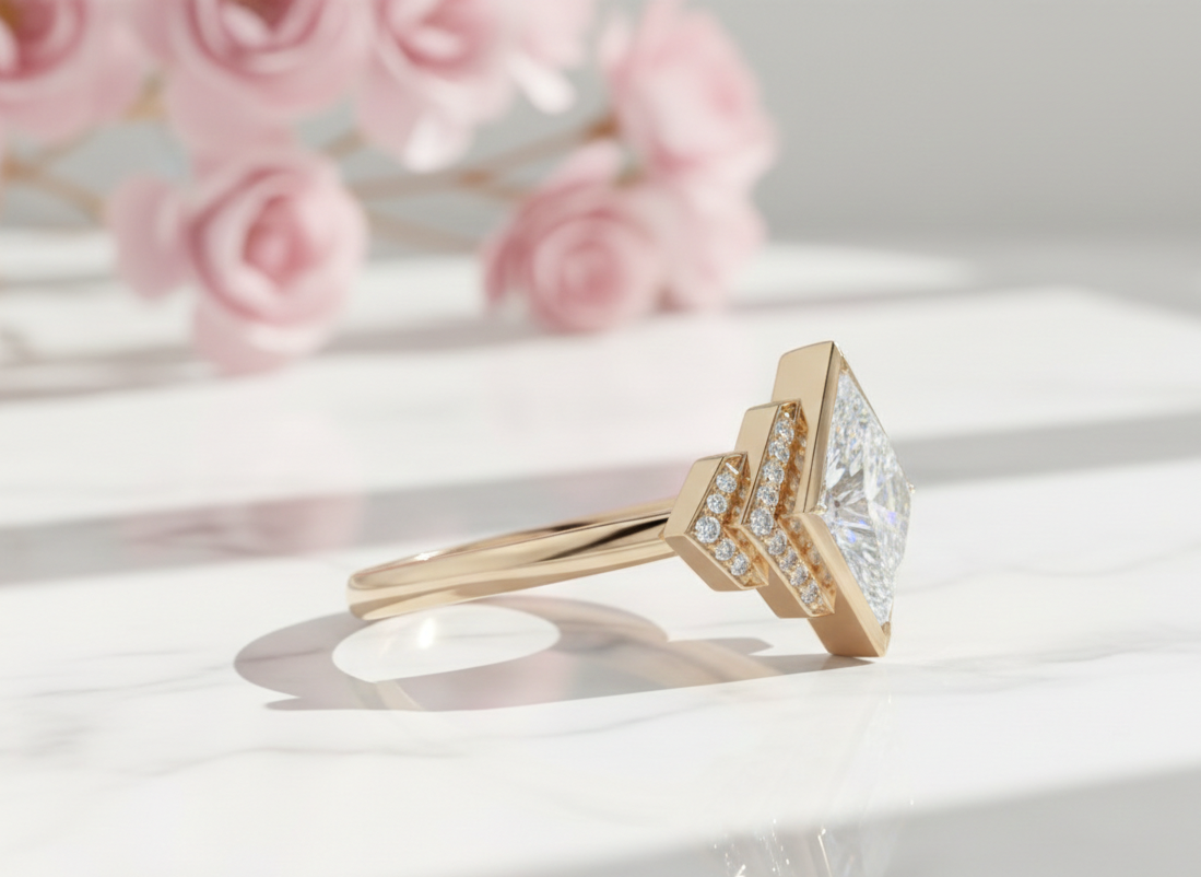 3.30 Ct Kite Cut Lab Grown Diamond Engagement Ring
