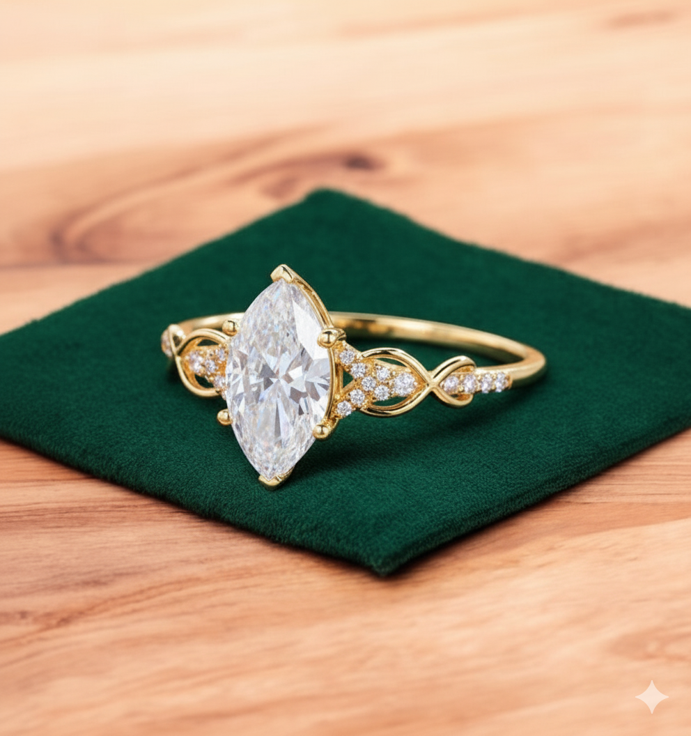 1.100 ct Marquise Lab Grown Diamond Engagement Ring