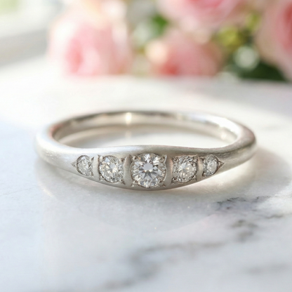 0.12 Ct Lab-Grown Diamond Five-Stone Ring – 14K Gold Band