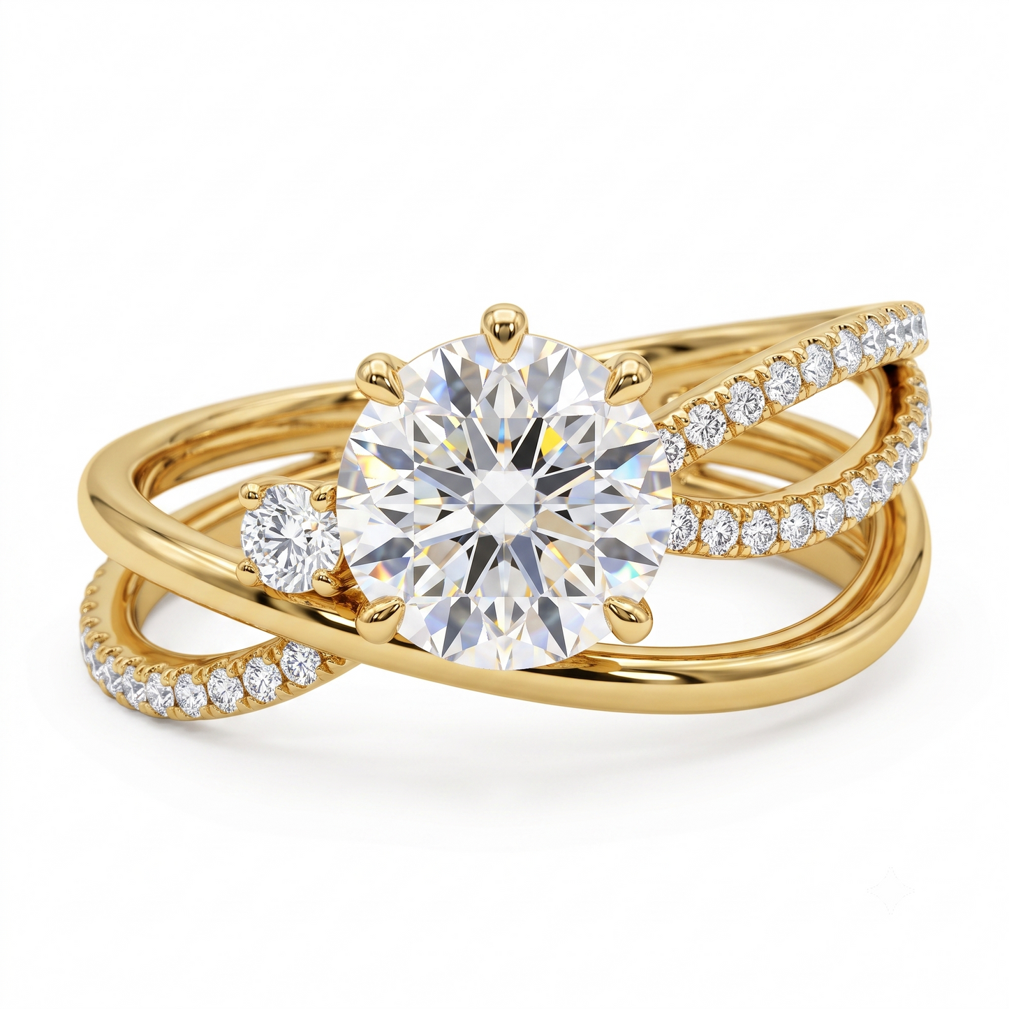1.60ct  Round Cut Lab Grown Diamond Pave Engagement Ring