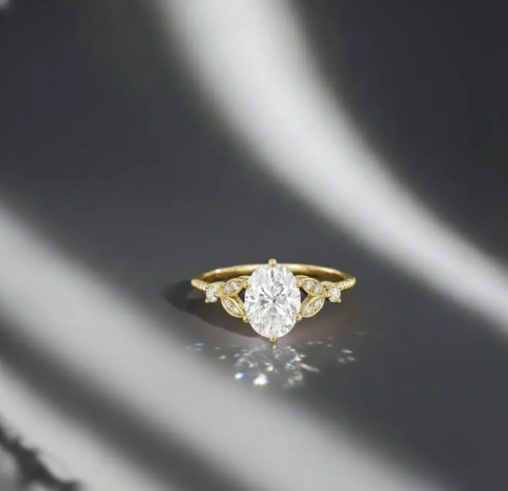 1.320 Ct Oval Lab Diamond Ring – Vintage Art-Deco Engagement Piece