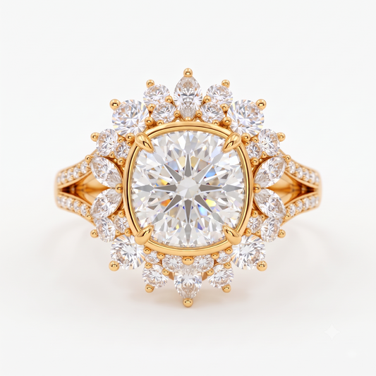 cushion engagement ring with halo​

