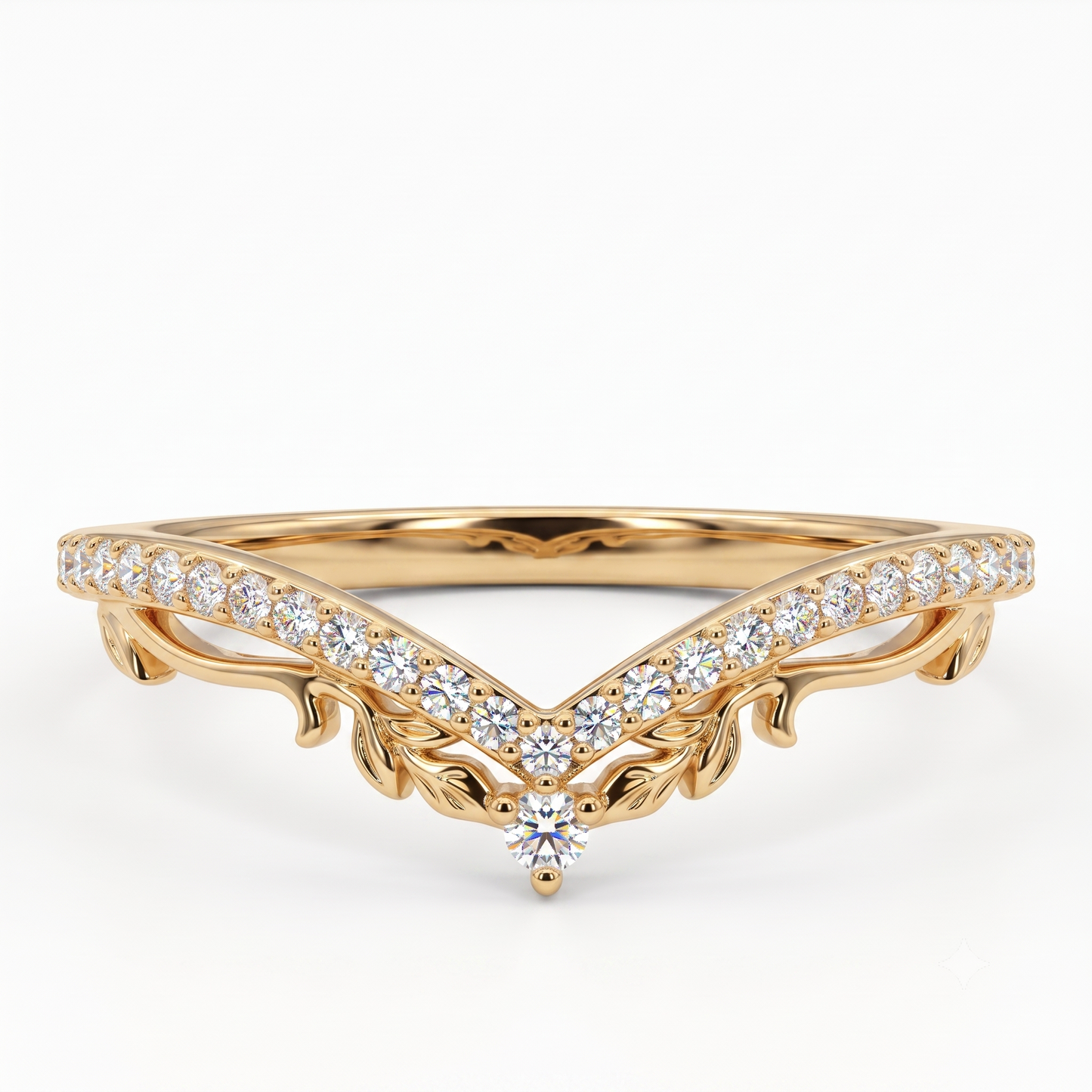 0.200 ct Lab Grown Diamond V Shape Wedding Band Ring