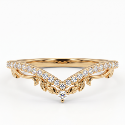 0.200 ct Lab Grown Diamond V Shape Wedding Band Ring
