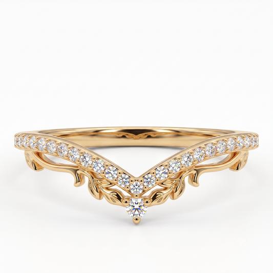 0.200 ct Lab Grown Diamond V Shape Wedding Band Ring