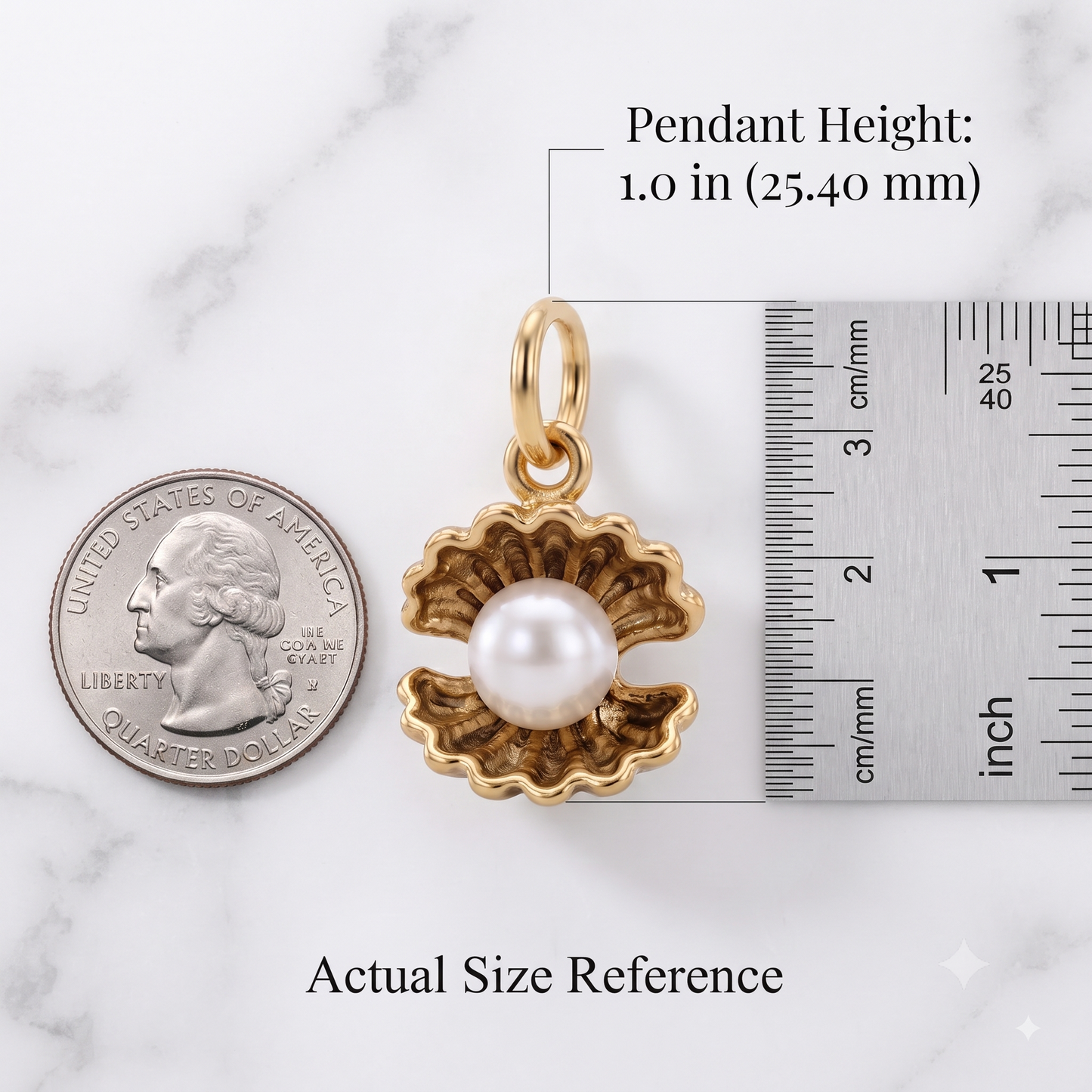 Pearl Oyster Necklace, 14K Gold Pearl Pendant Necklace