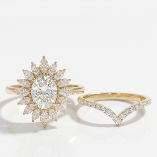 1.60 Ct Oval Lab-Grown Bridal Set – Vintage Oval Ring Set