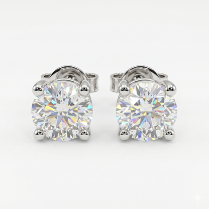 1.00ct Lab Grown Diamond Stud Earrings, Round Solitaire Diamond Earrings