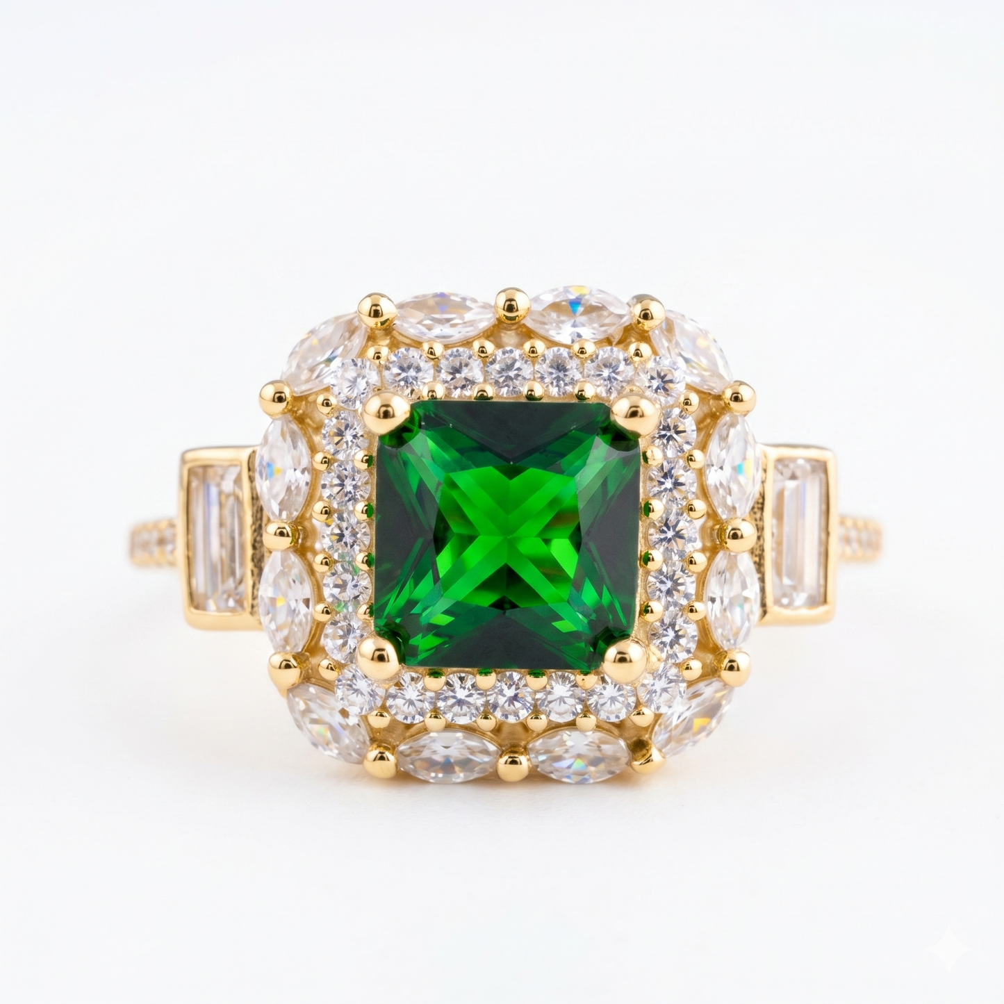 Cushion Cut Emerald Ring