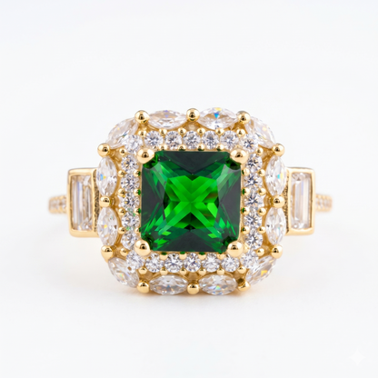 Cushion Cut Emerald Ring