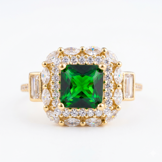 Cushion Cut Emerald Ring