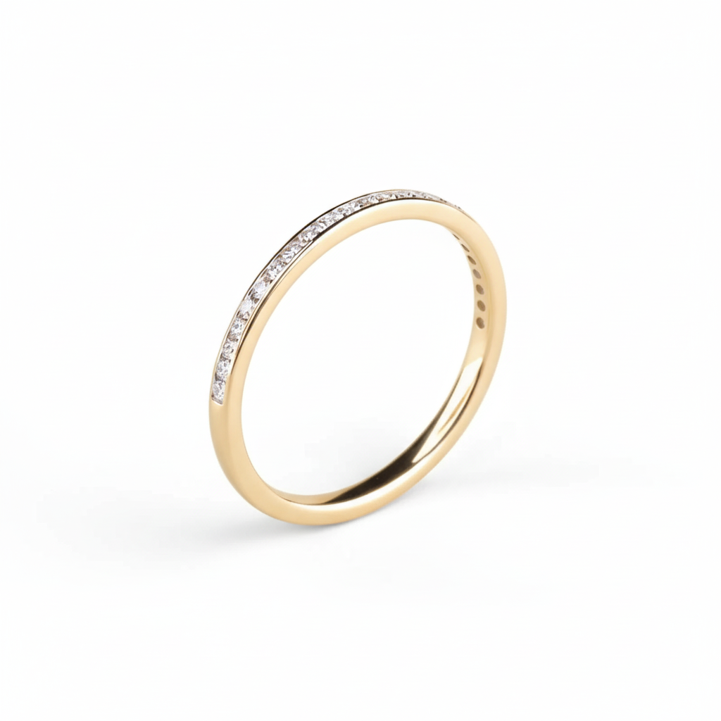 0.180Ct Moissanite Wedding Band Channel Set Diamond Ring