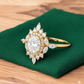 1.220ct Oval Lab Grown Diamond Engagement Ring • Vintage Rose Gold Art Deco Marquise Cluster Bridal Ring