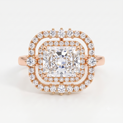 1.5ct Radiant Cut Halo Lab-Grown Engagement Ring