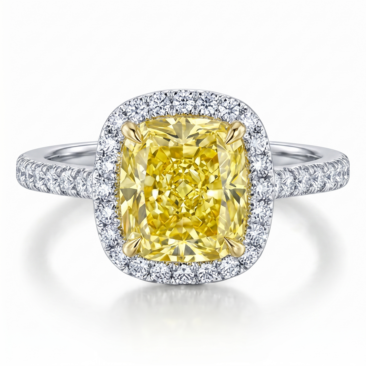 1.250 CT Yellow Rectangular Cushion Cut Lab Grown diamond Engagement Ring