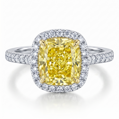 1.250 CT Yellow Rectangular Cushion Cut Lab Grown diamond Engagement Ring