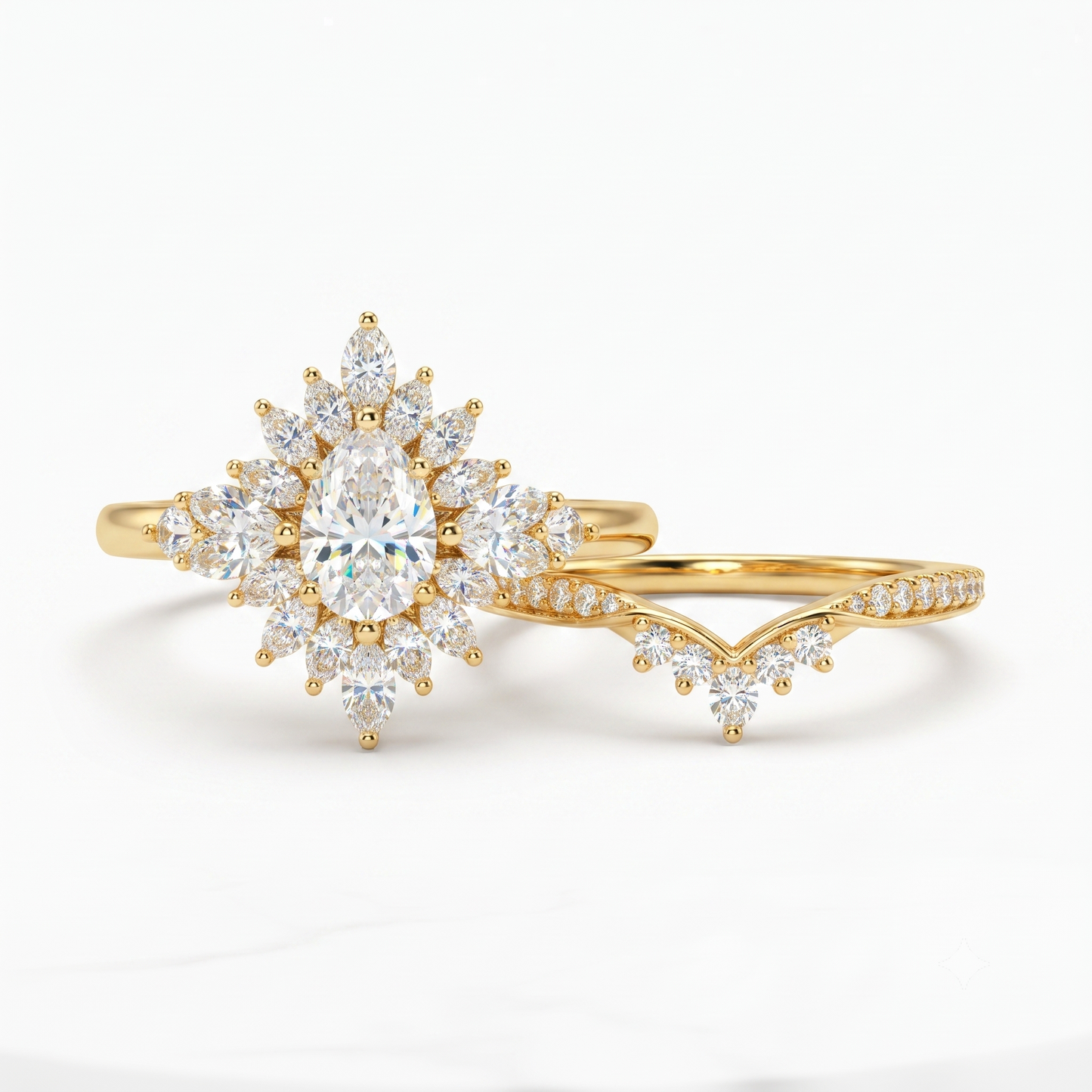 1.70 Ct Pear Cut Diamond Bridal Set – Halo Engagement Ring