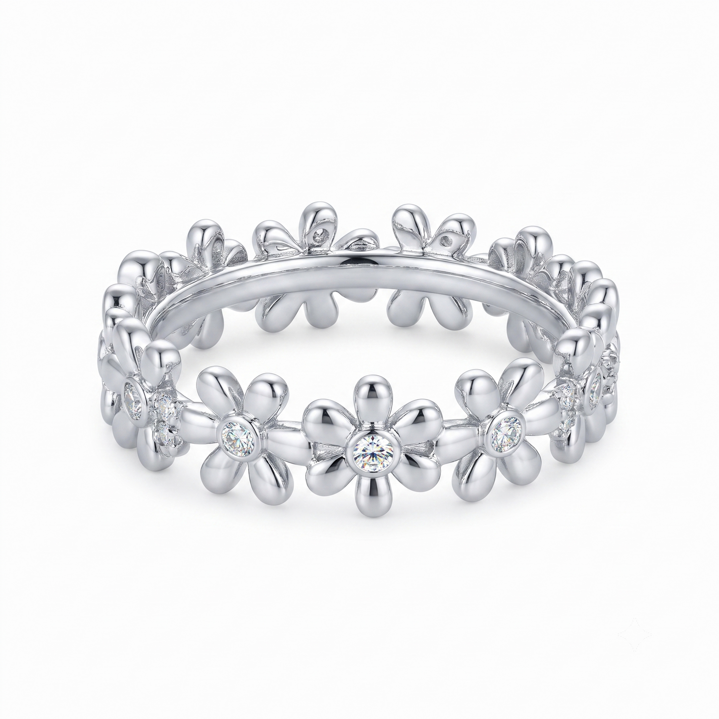 0.280 ct Daisy Flower Lab Grown Diamond Eternity Band in 14K Gold