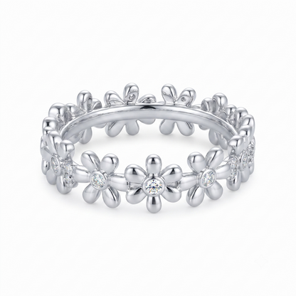 0.280 ct Daisy Flower Lab Grown Diamond Eternity Band in 14K Gold