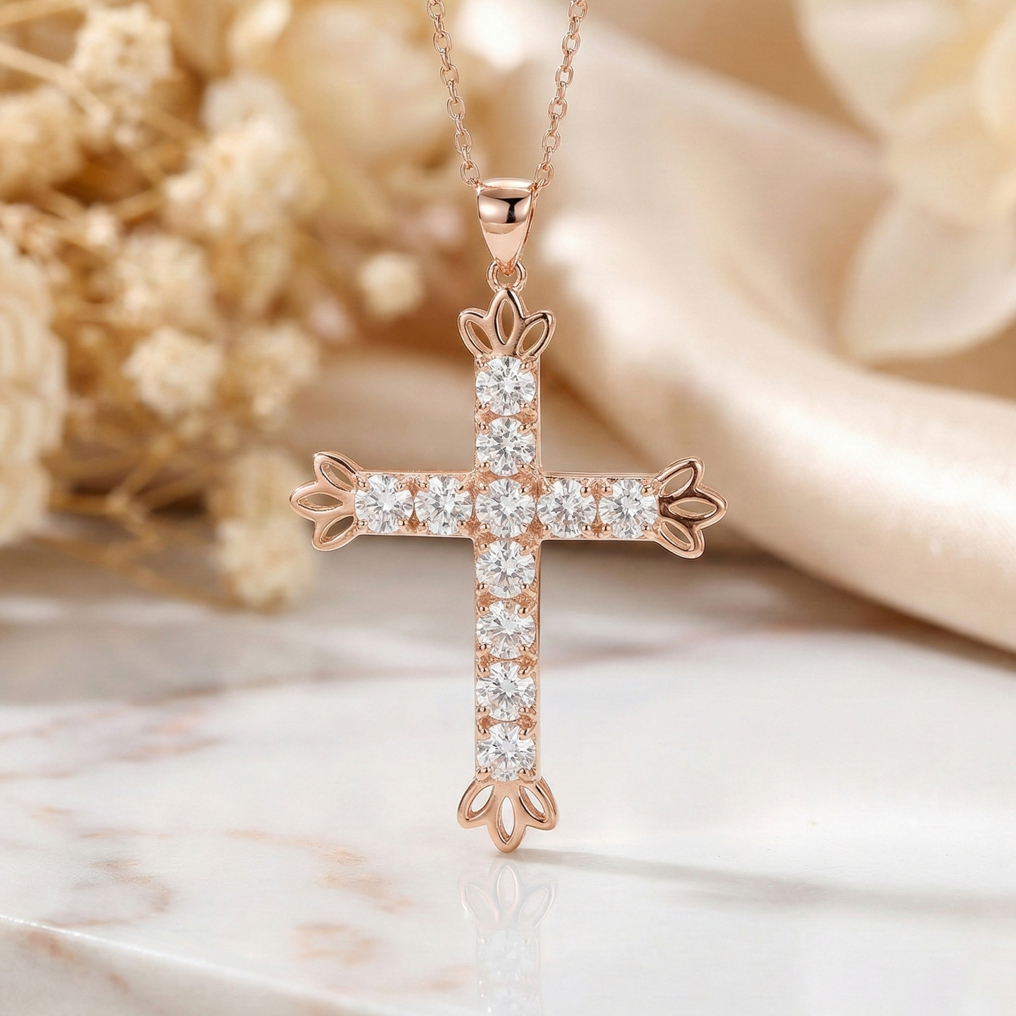 2.55Ct Lab-Grown Cross Necklace