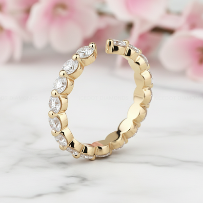 0.600 Ct 3mm Round Lab-Grown Open Wedding Band