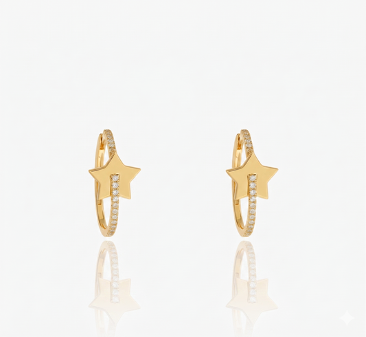 Star Lab-Grown Diamond Hoop Earrings – Cosmic Sparkle