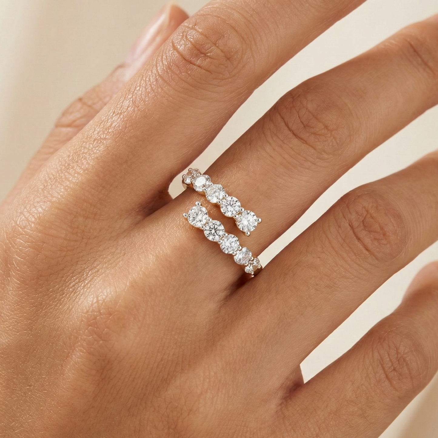 1.260 Ct Round Lab-Grown Diamond Bypass Ring – 14K Gold