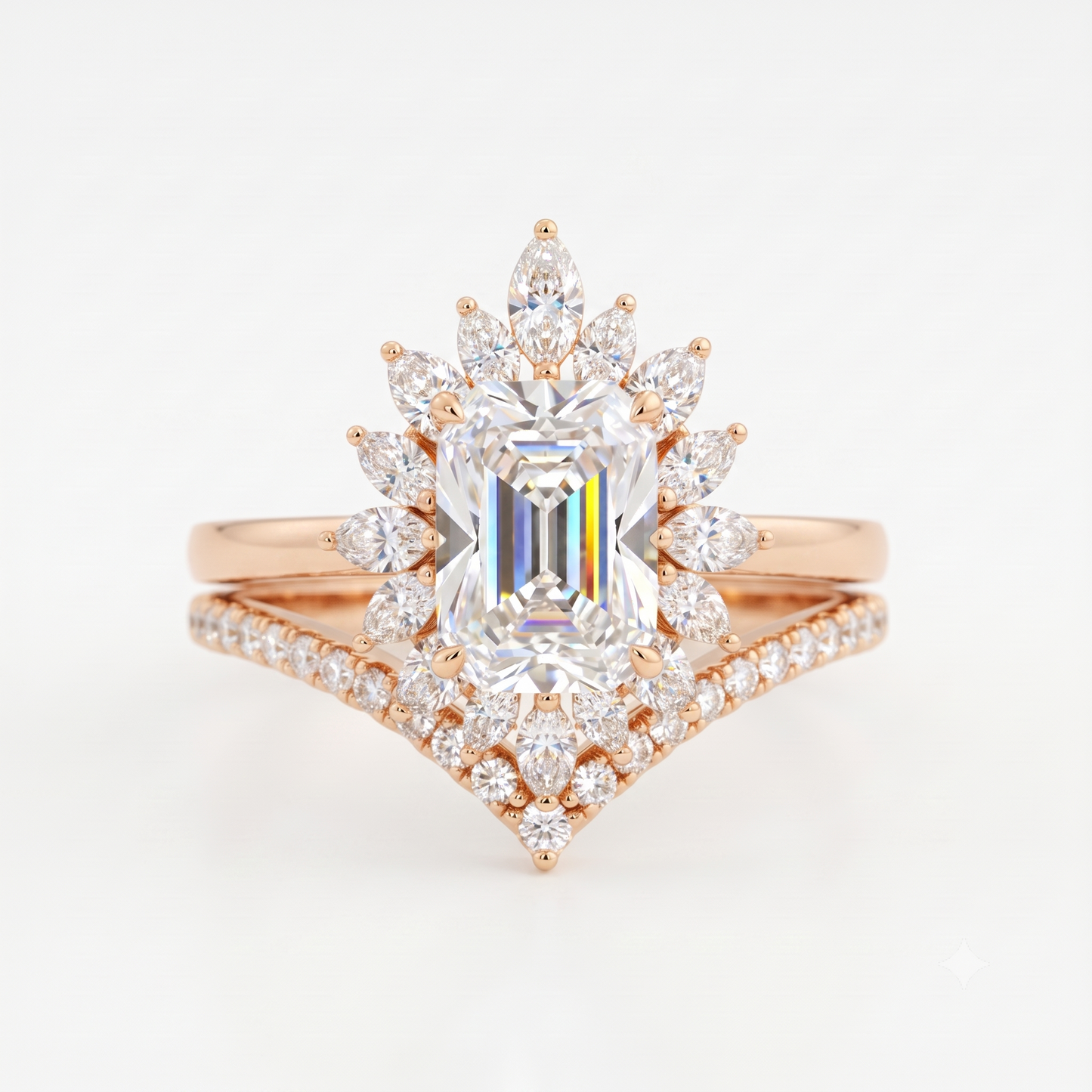 1.90 ct Emerald Cut Lab-Grown Floral Halo Engagement Ring