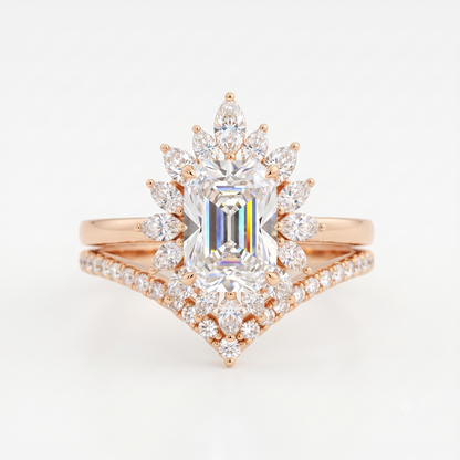 1.90 ct Emerald Cut Lab-Grown Floral Halo Engagement Ring