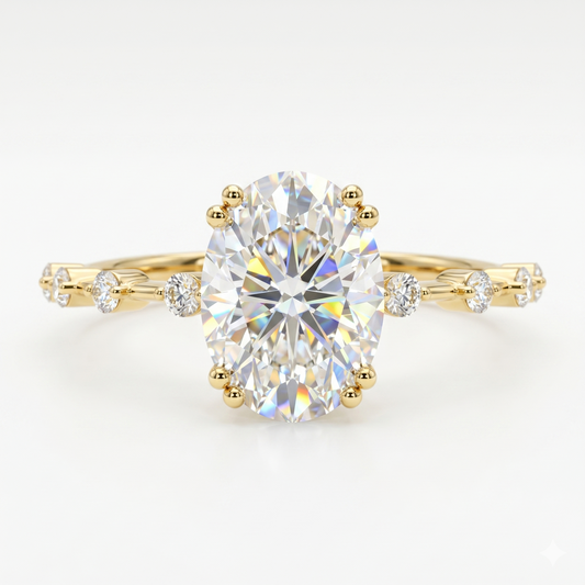 1.00ct Oval Natural Diamond Engagement Ring