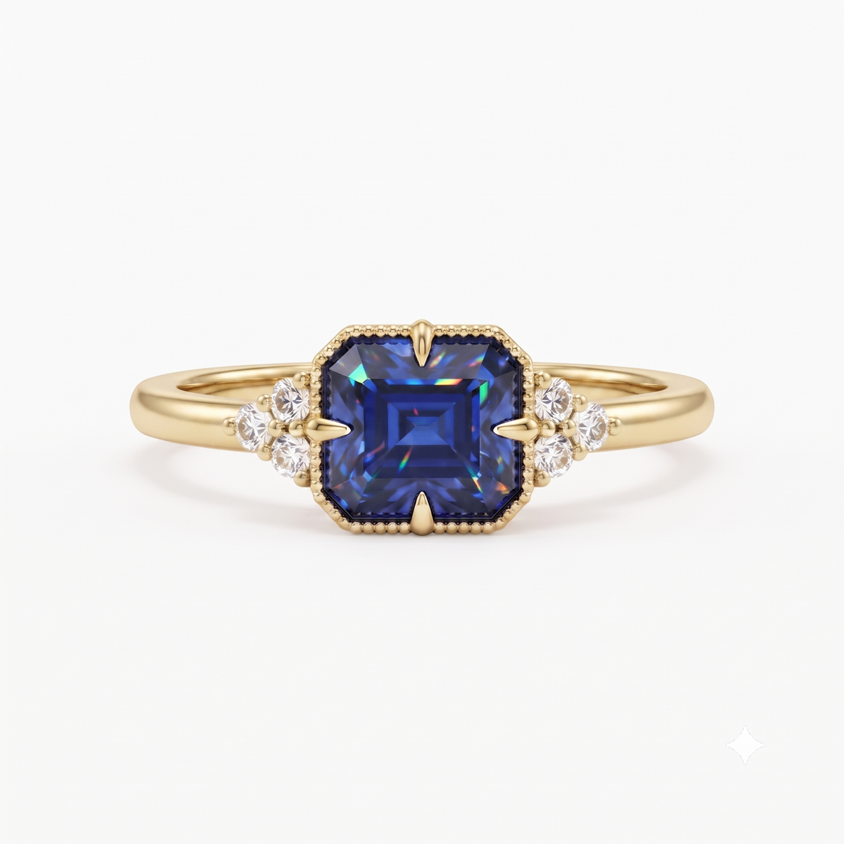 London Blue Topaz Emerald Cut Lab Grown Ring