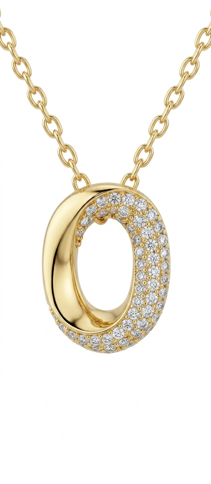 0.25 Ct Lab Grown Diamond Circle Initial O Necklace