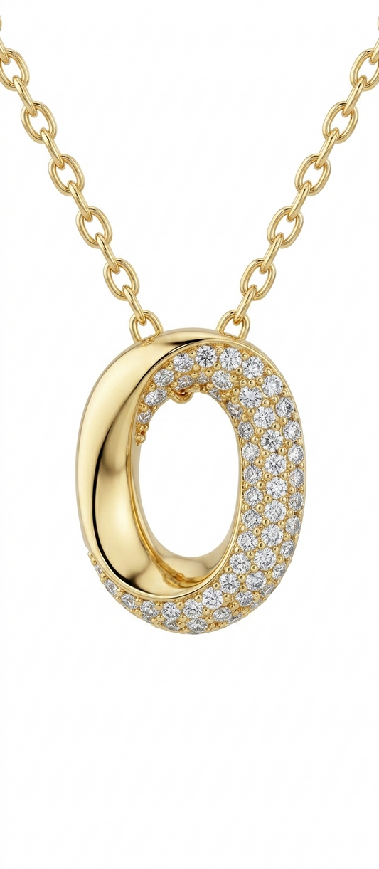 0.25 Ct Lab Grown Diamond Circle Initial O Necklace