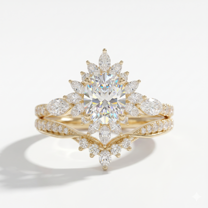 2.50 Ct Oval Lab-Grown Engagement & Bridal Ring Set