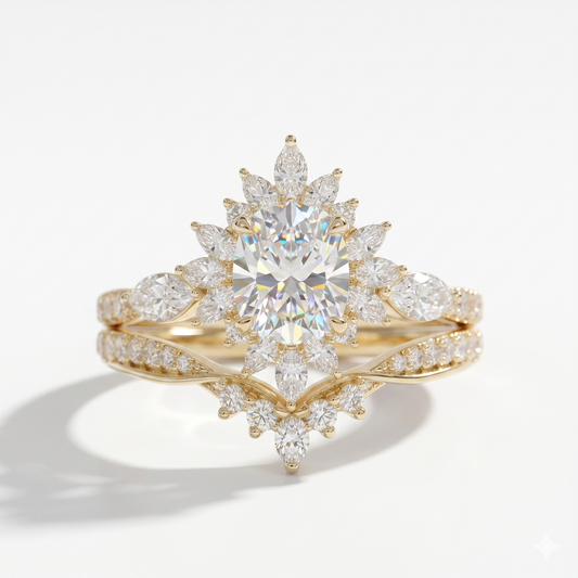 2.50 Ct Oval Lab-Grown Engagement & Bridal Ring Set