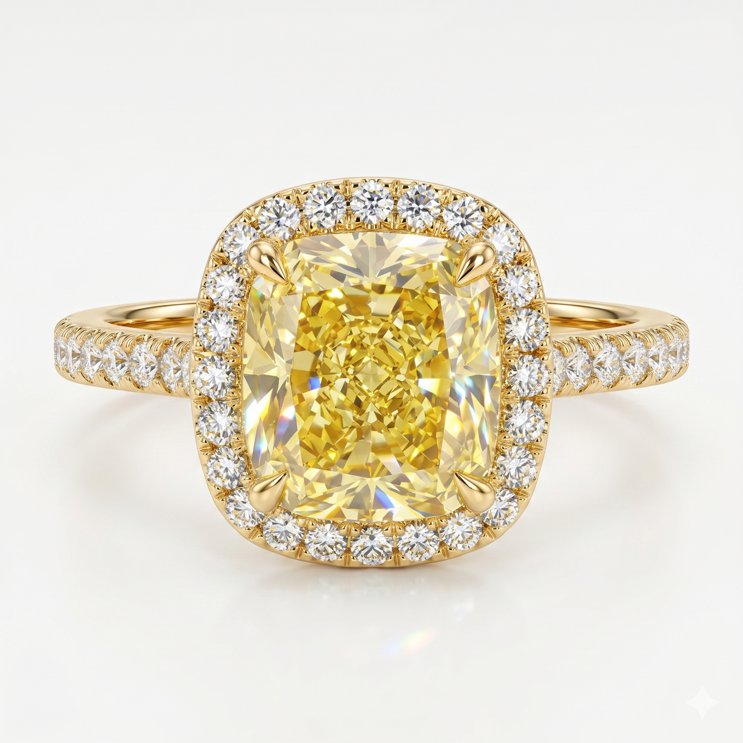 1.250 CT Yellow Rectangular Cushion Cut Lab Grown diamond Engagement Ring