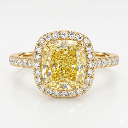 1.250 CT Yellow Rectangular Cushion Cut Lab Grown diamond Engagement Ring
