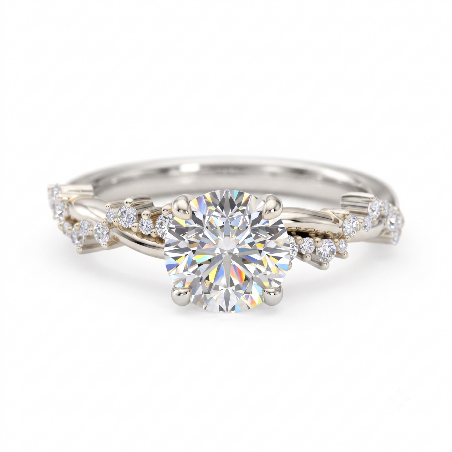 1.50CT Round Cut Lab Grown Diamond Solitaire Twig Engagement Ring