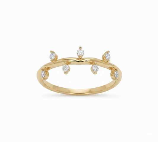 14K Gold Stackable Moissanite Ring – Minimalist Bridal Band
